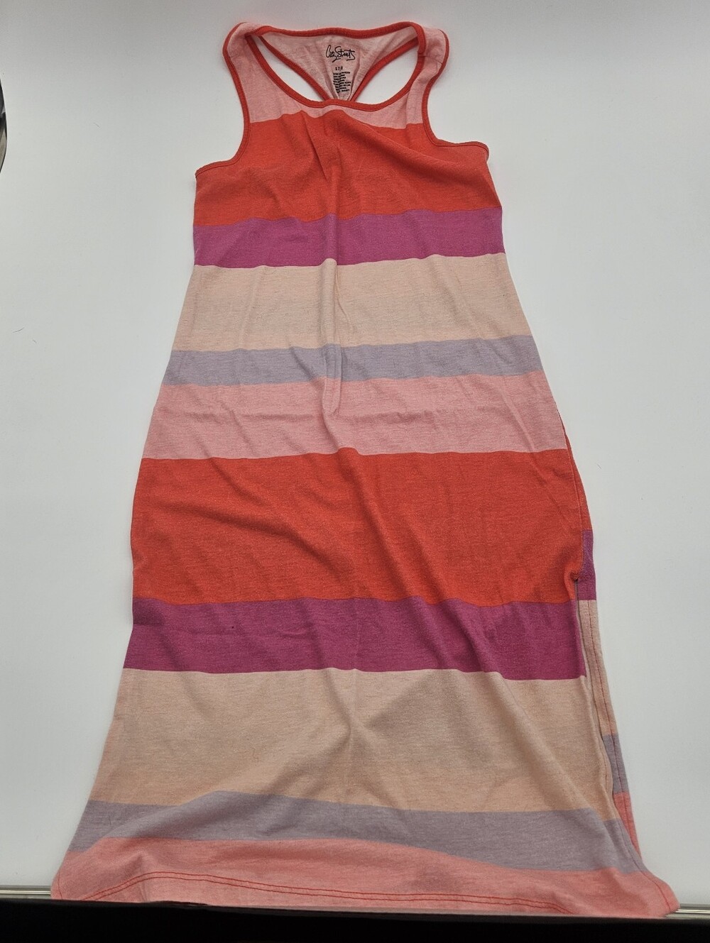 City Streets Striped Racerback Maxi Dress - Coral, Pink & Purple